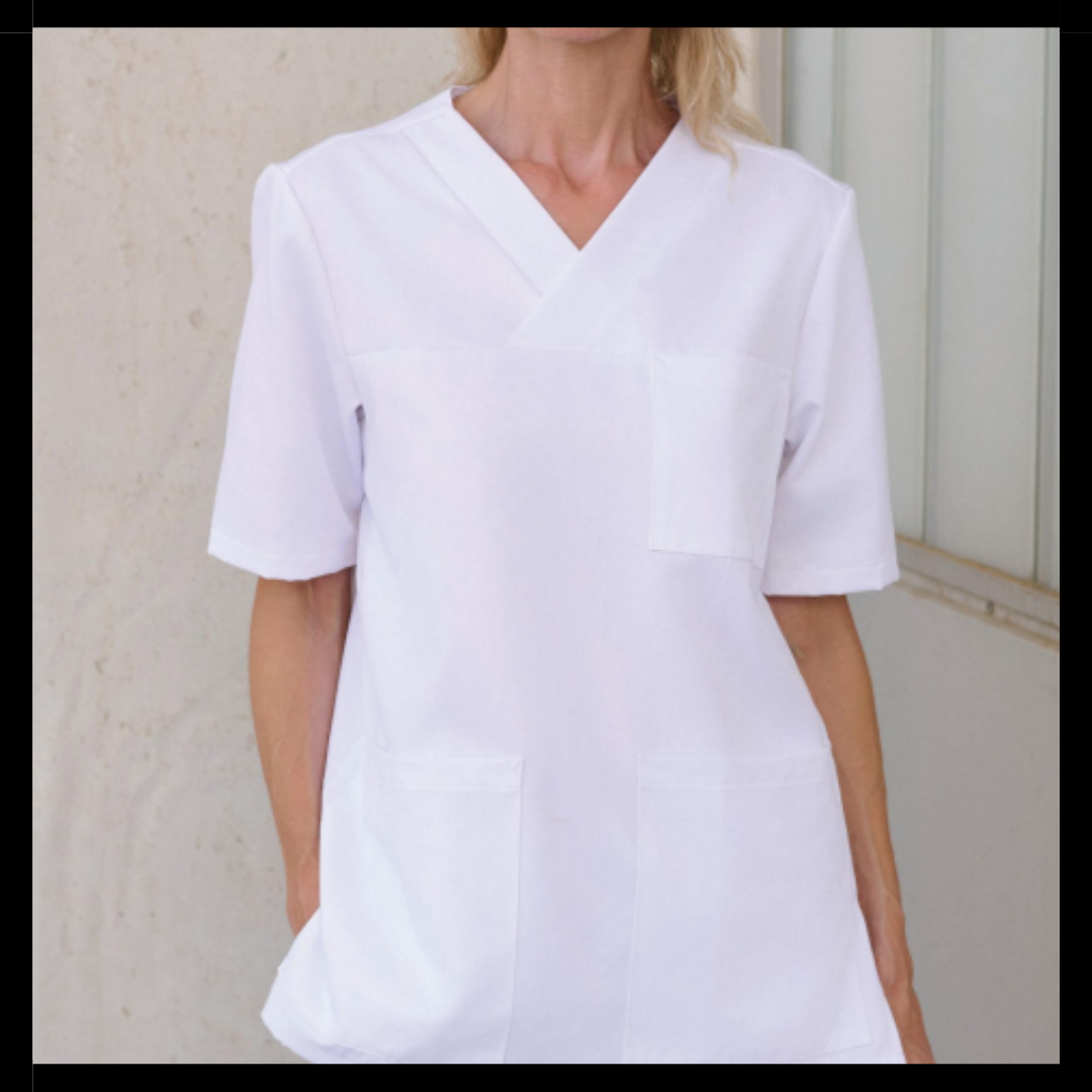 Nybo Hvid Unisex Frame Busseronne, V-udskæring, Sporty Design, Komfort