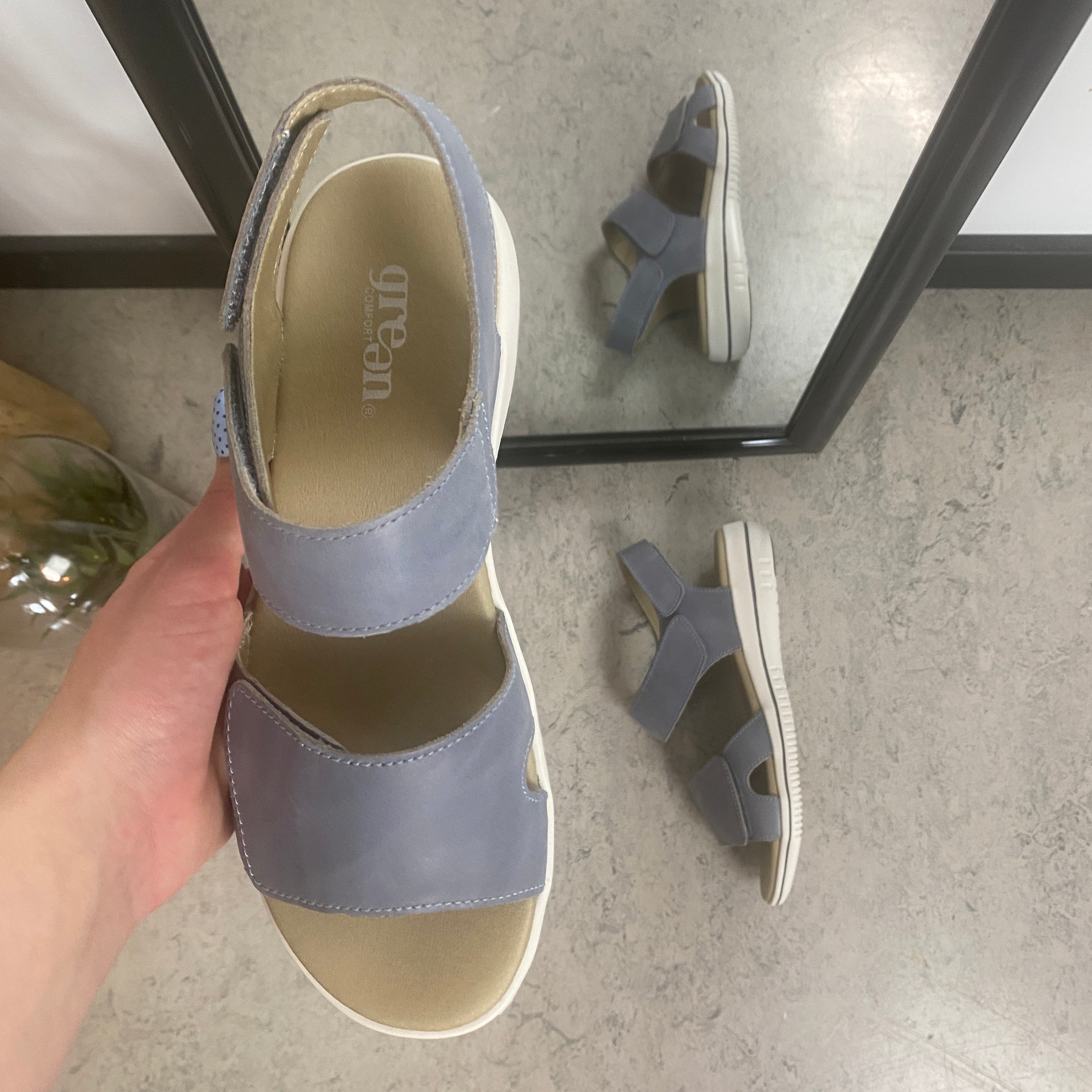Green Comfort Leaf sandal – lys blå sandal med velcro & EnergySole™