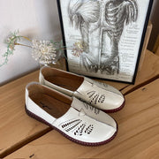 Beige ballerina i skind