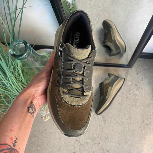 Olivengrøn Green Comfort sko med dobbelt lukning