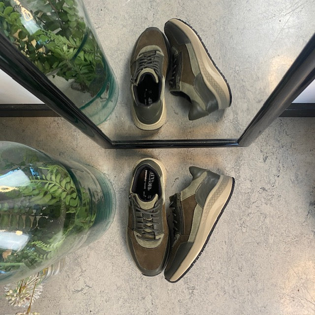 Olivengrøn Green Comfort sko med dobbelt lukning