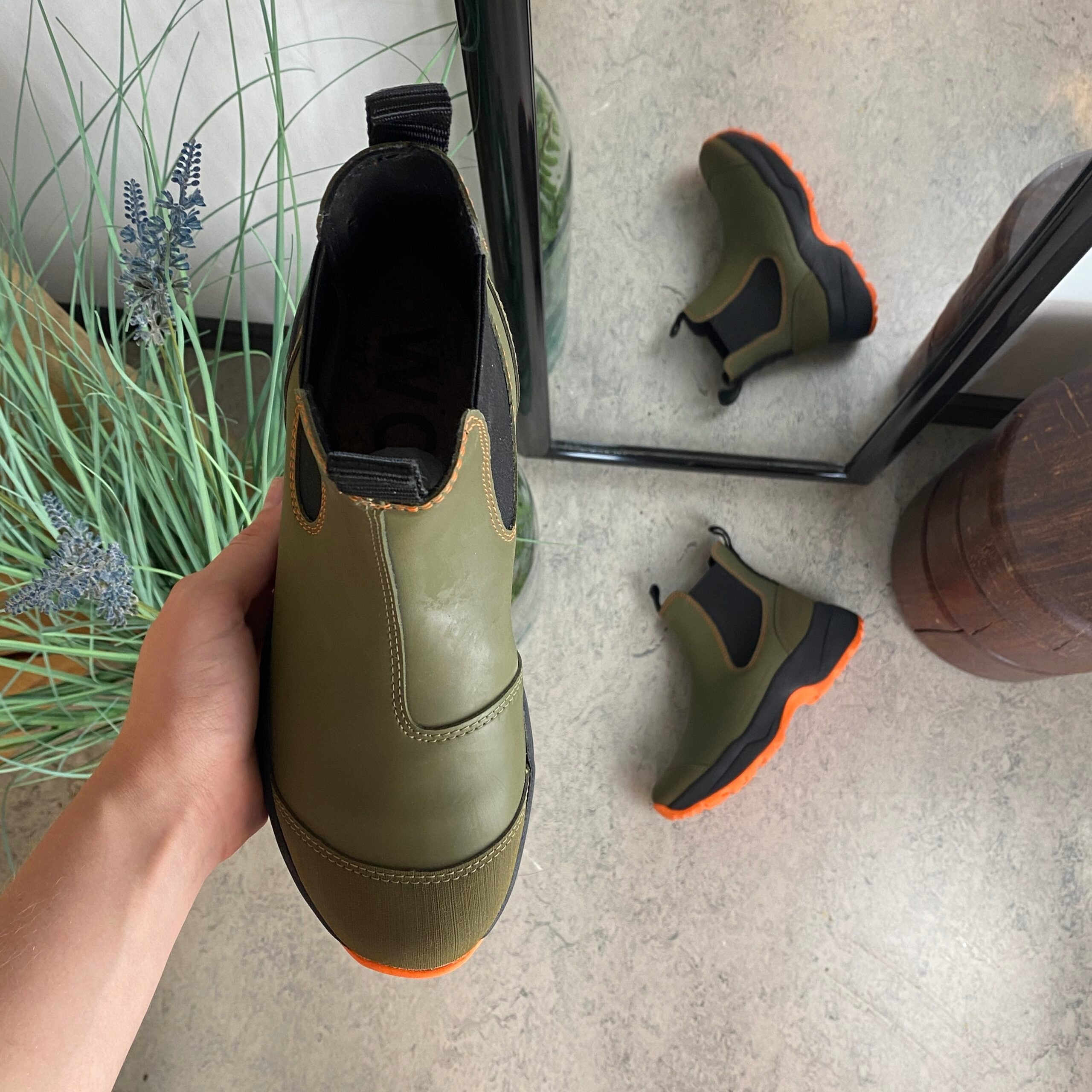 Grøn Woden gummistøvle med svangstøtte