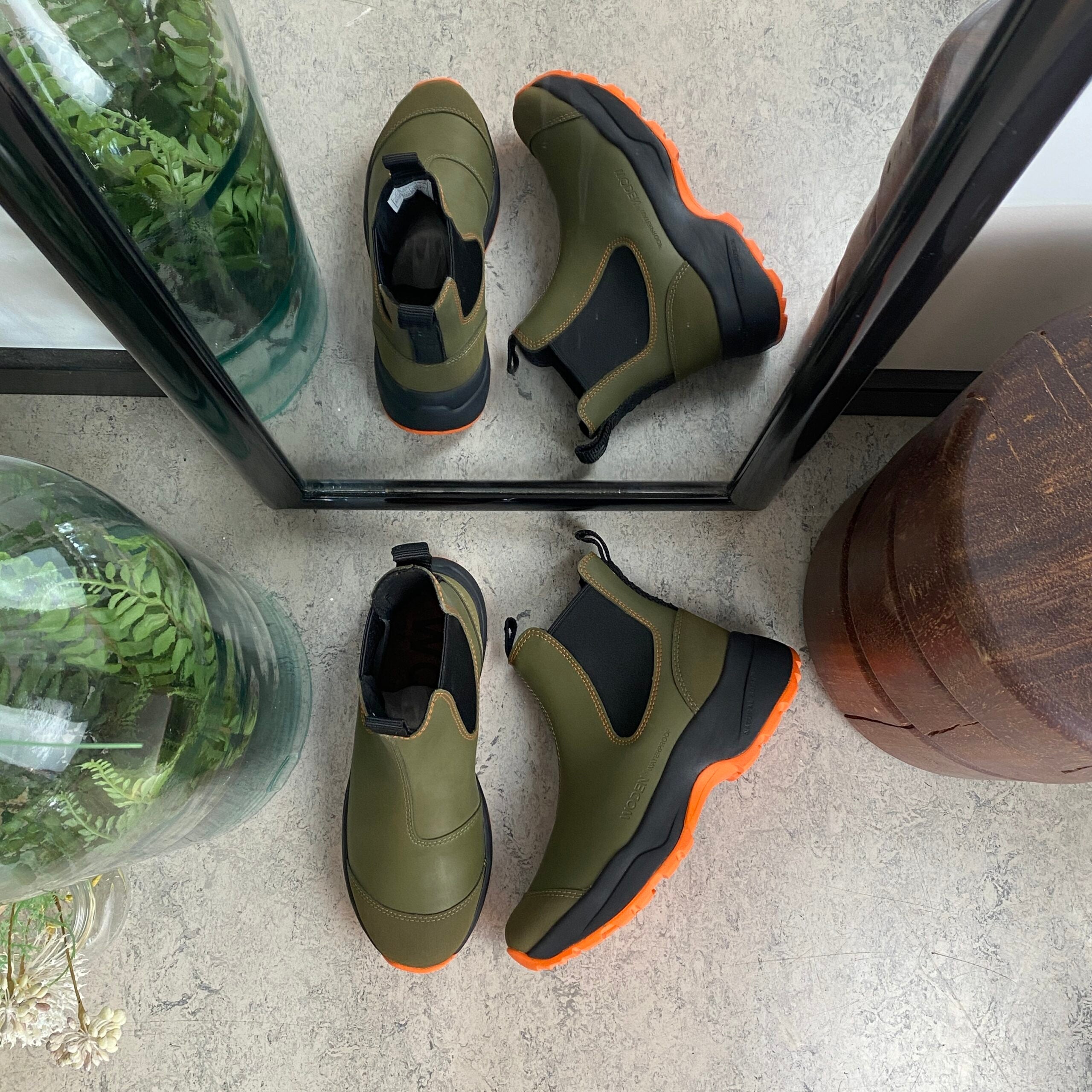 Grøn Woden gummistøvle med svangstøtte