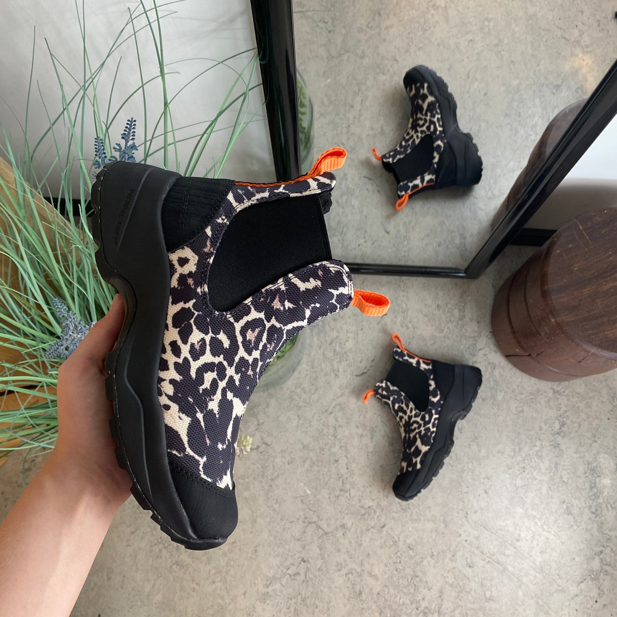 Leopard Woden gummistøvle med svangstøtte
