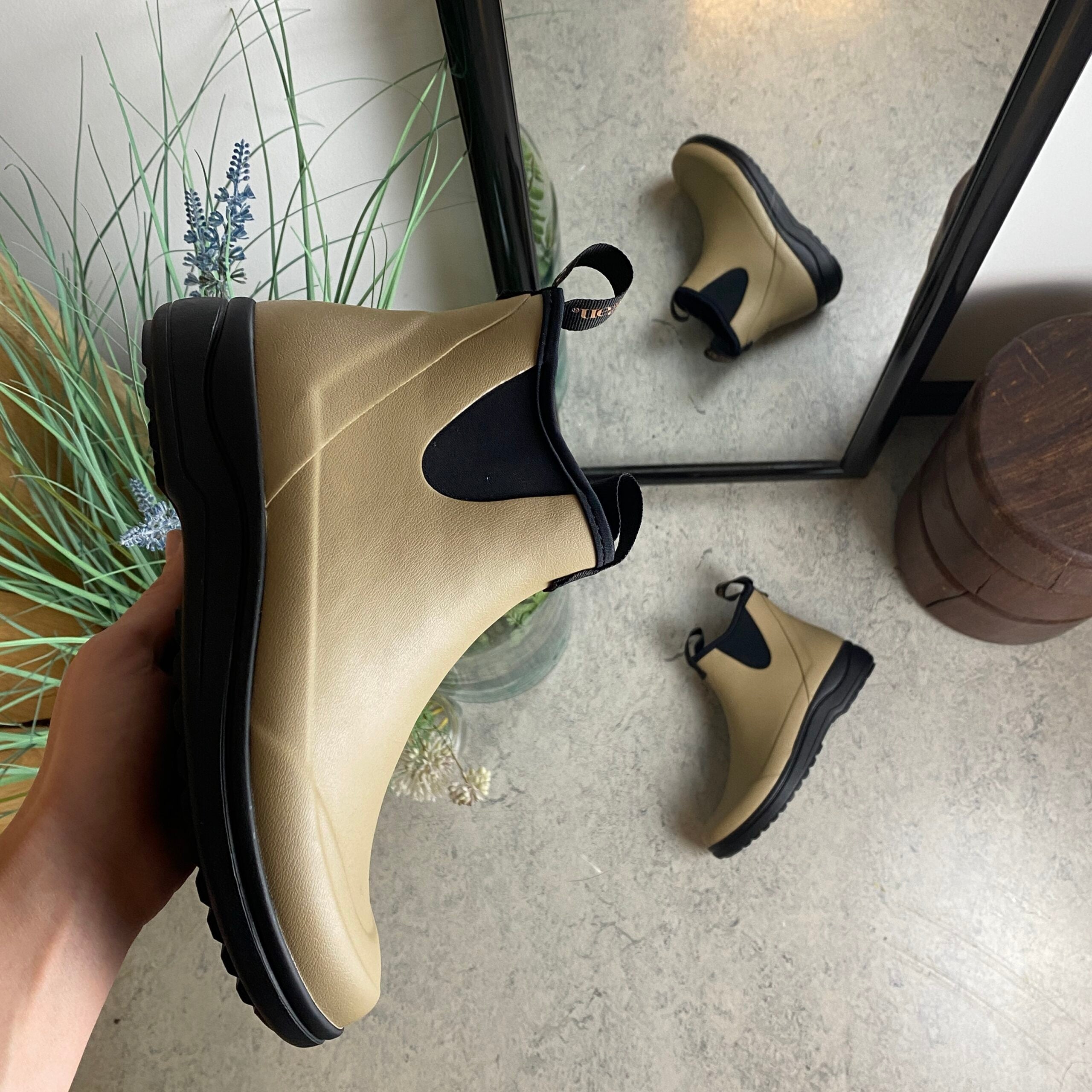 Green Comfort gummistøvle i beige med svangstøtte