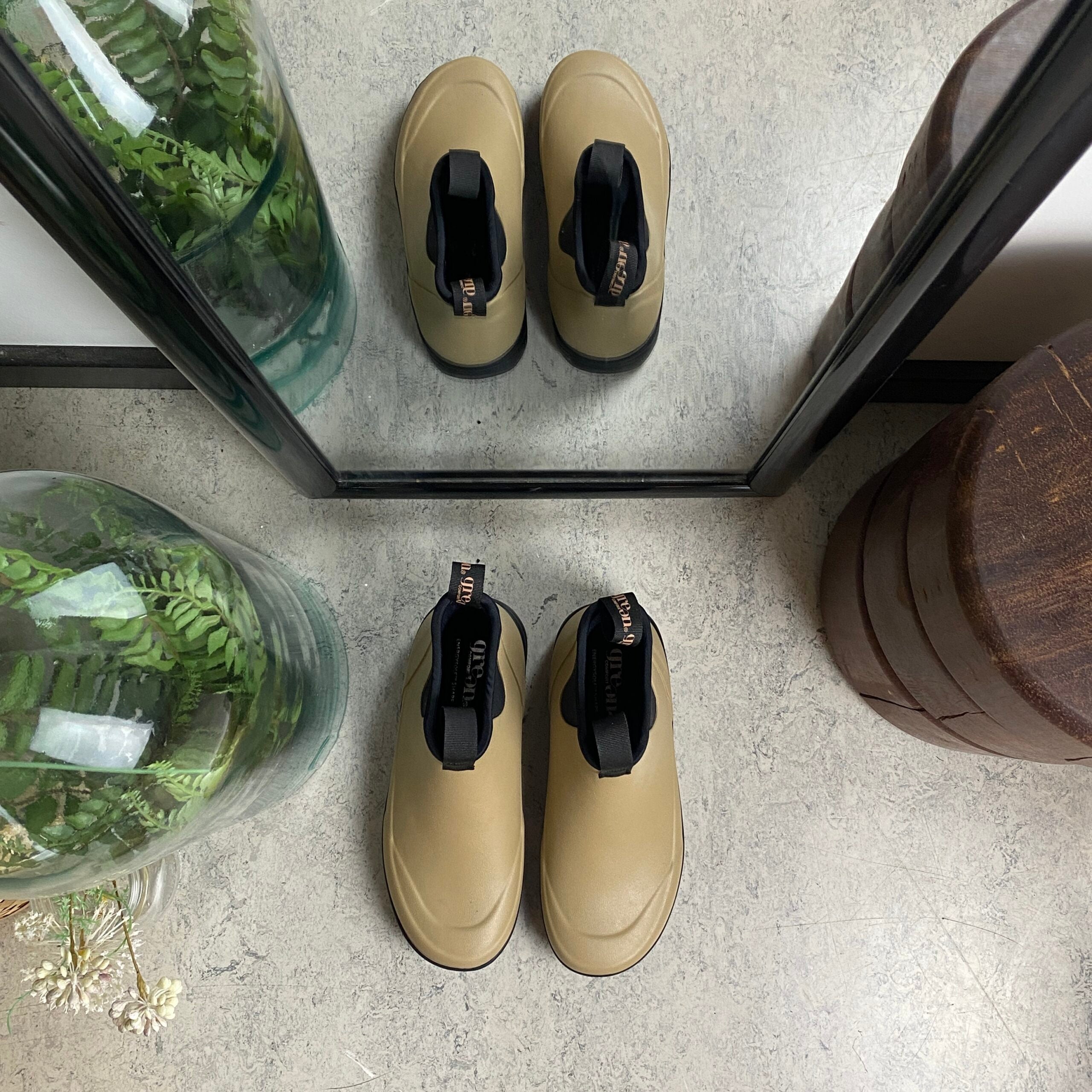 Green Comfort gummistøvle i beige med svangstøtte