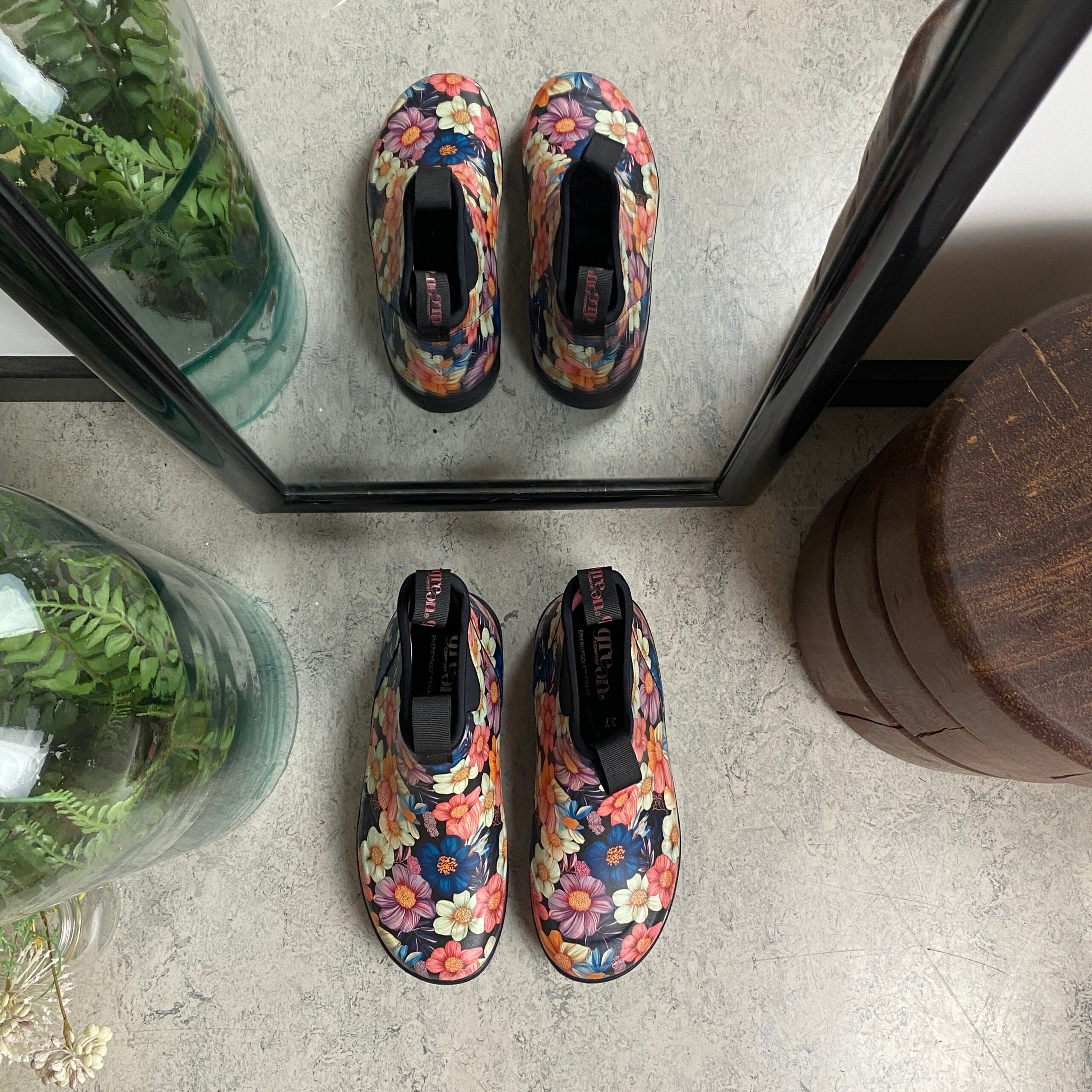 Green Comfort gummistøvle i blomsterprint med svangstøtte