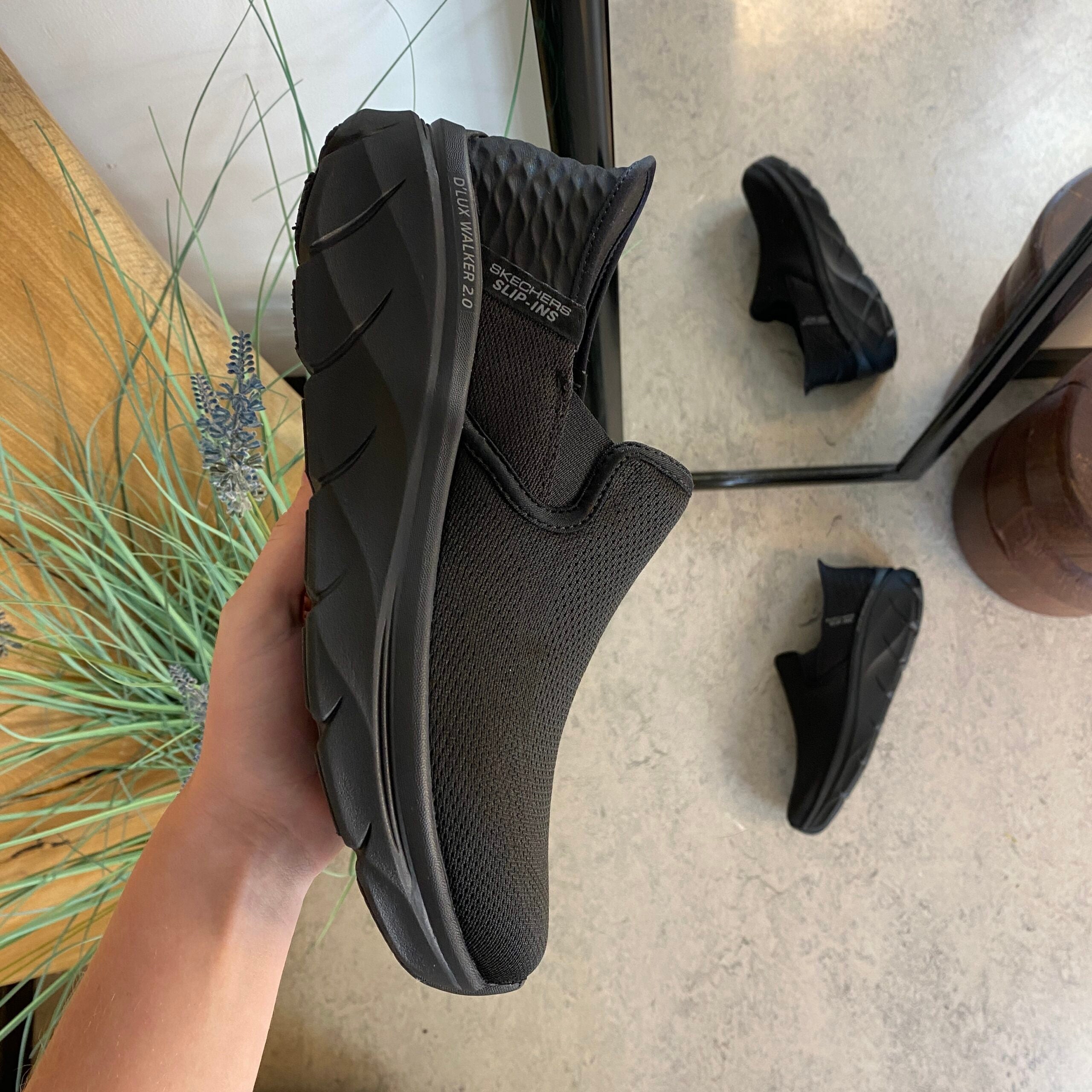 Sort herre slip-in sko fra Skechers