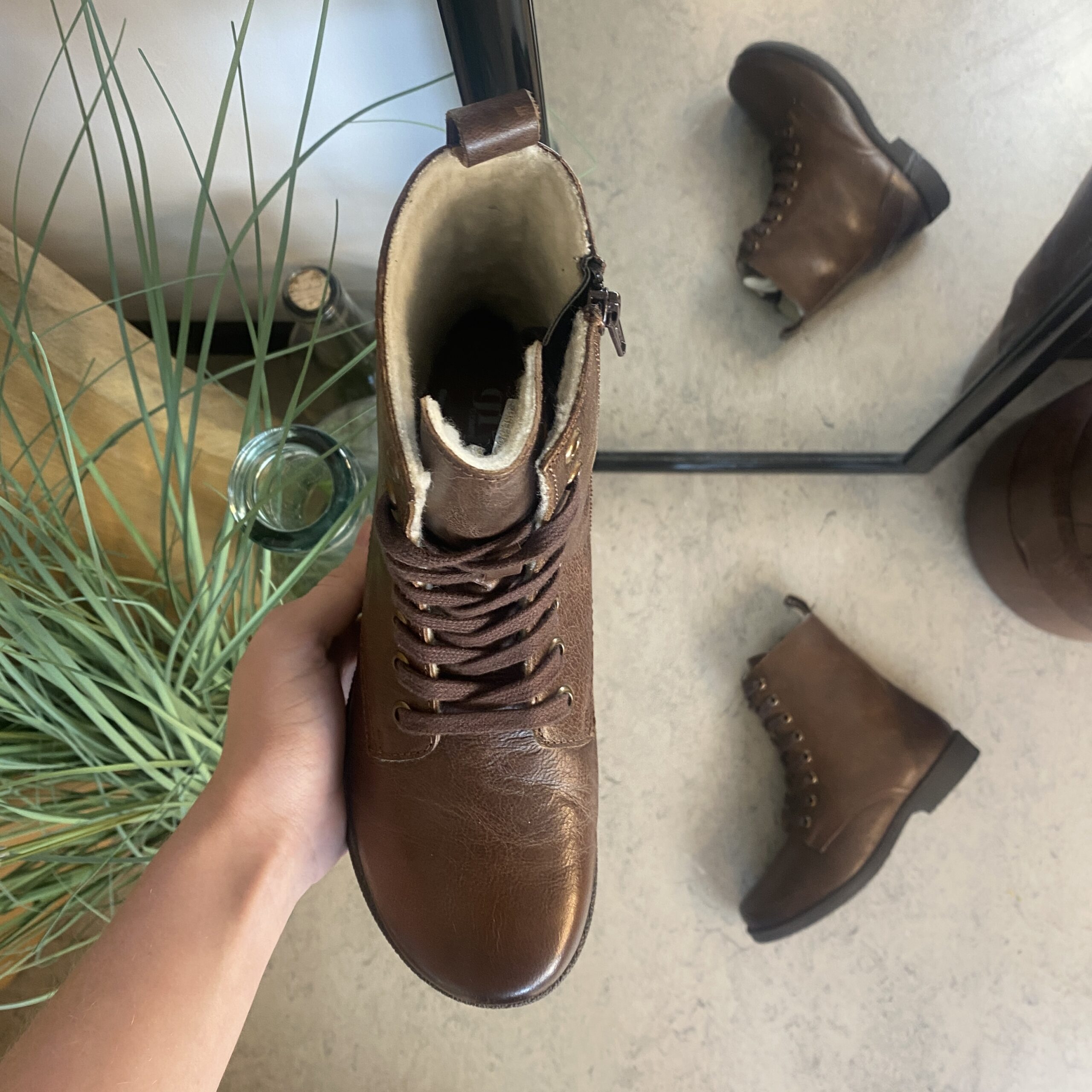 Green Comfort vinterstøvle med uldfor i brun