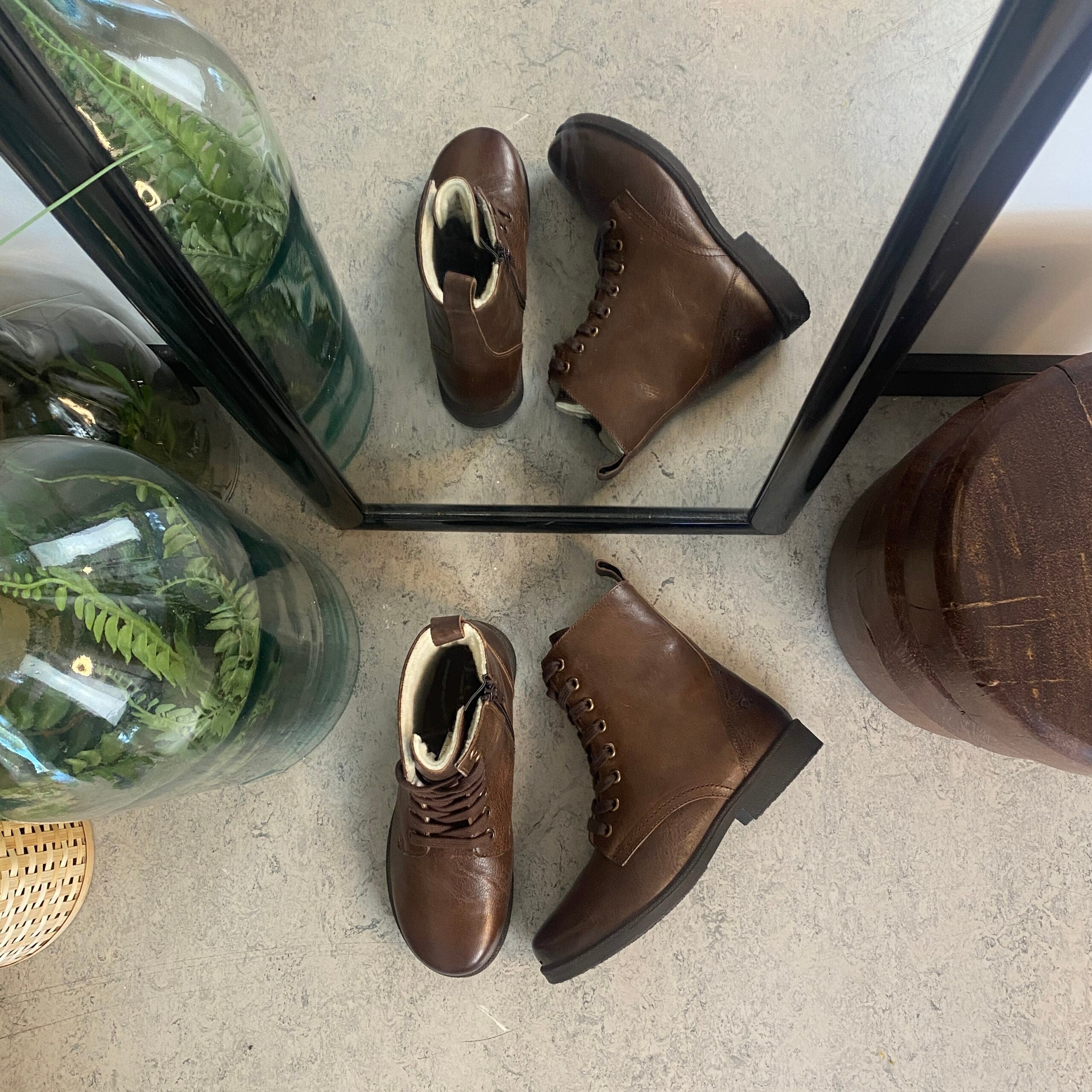 Green Comfort vinterstøvle med uldfor i brun