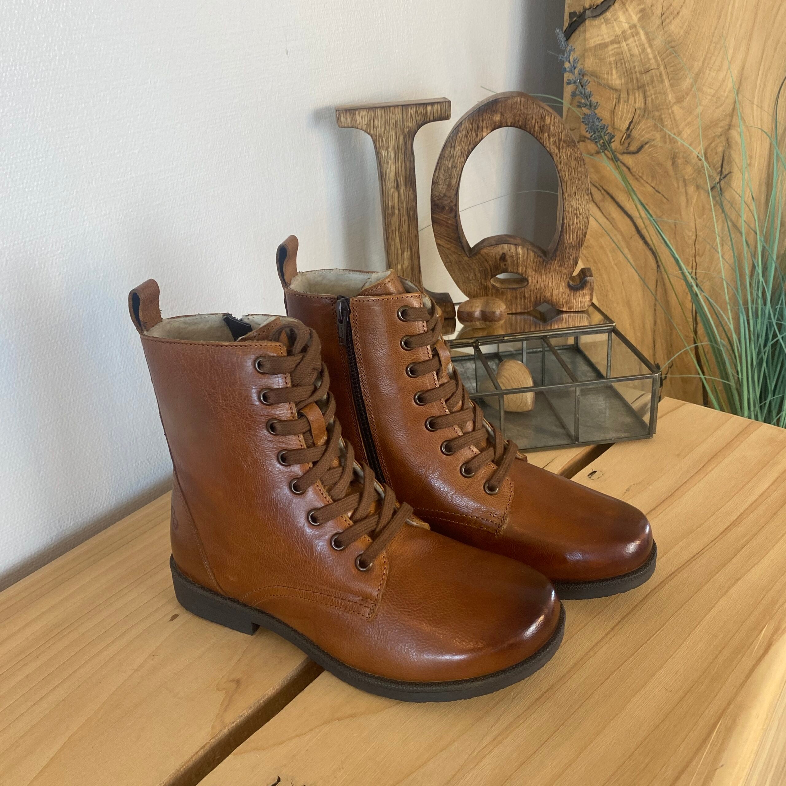 Green Comfort vinterstøvle med uldfor i congnac