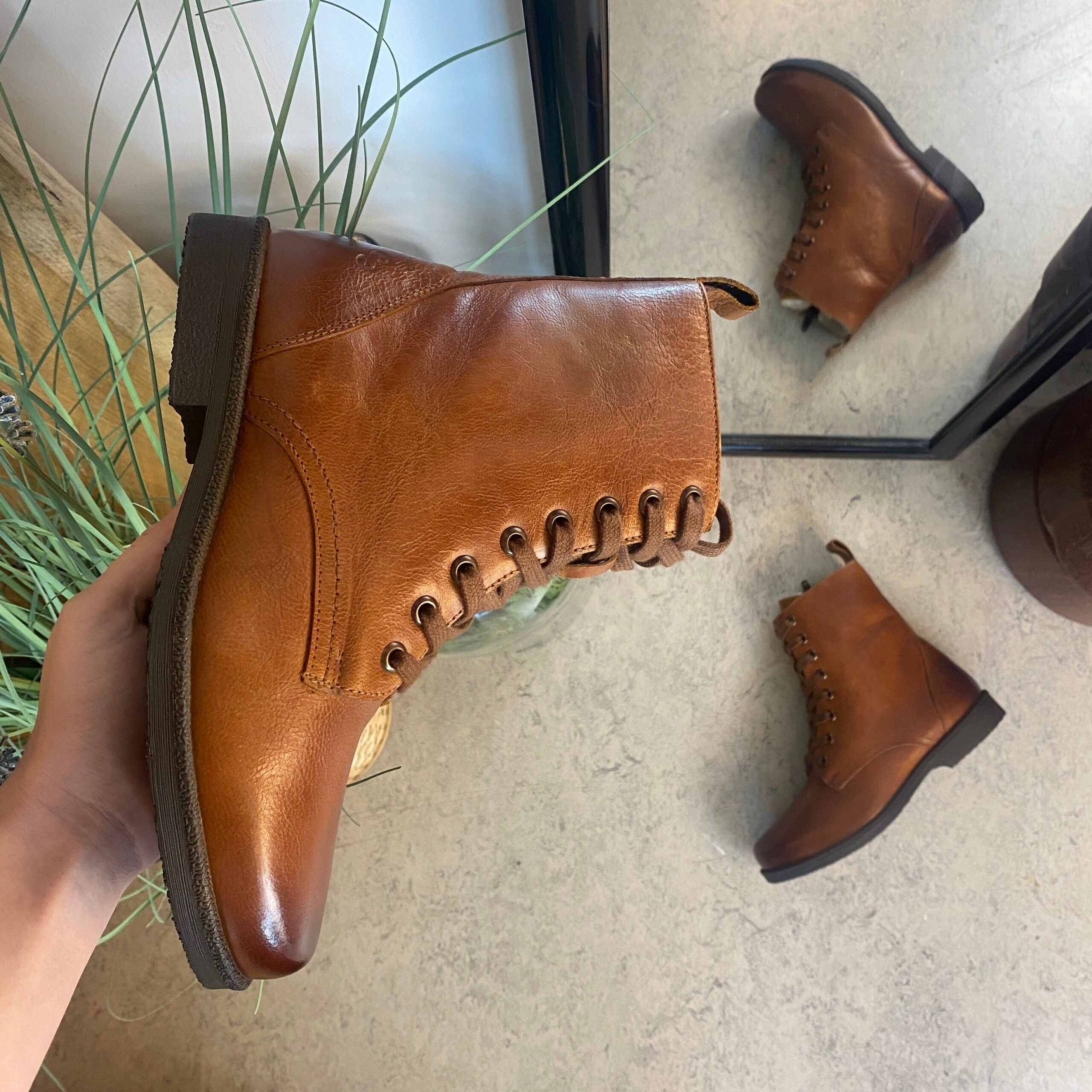 Green Comfort vinterstøvle med uldfor i congnac