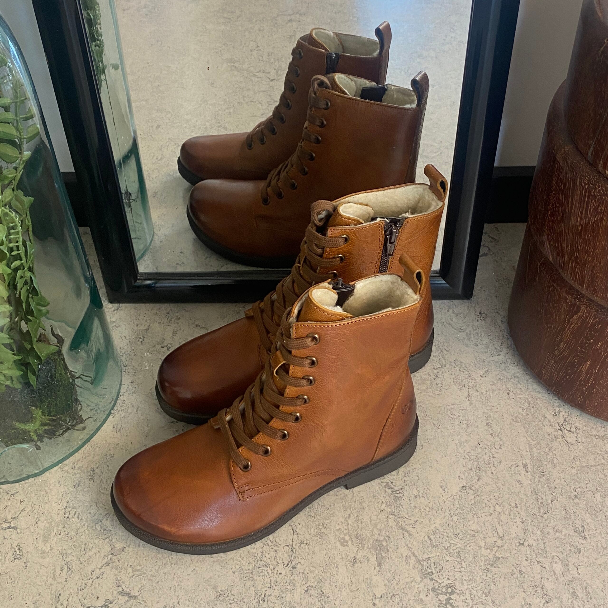 Green Comfort vinterstøvle med uldfor i congnac