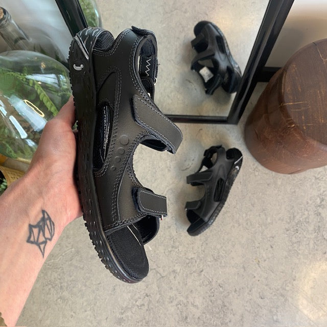 Sort skridsikker arbejdssandal