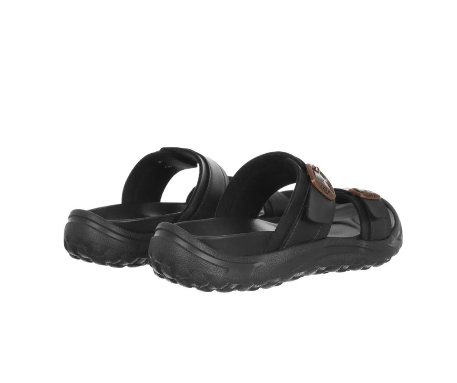 Sort dame slip on sandal fra MBT med ergonomisk fodseng