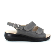 Grå bred skindsandal til knyster