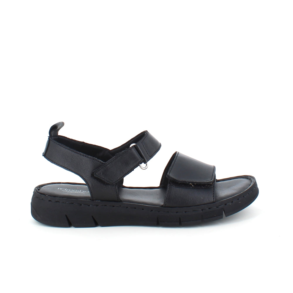 Lækker blød og fleksibel skindsandal i sort fra Relaxshoe