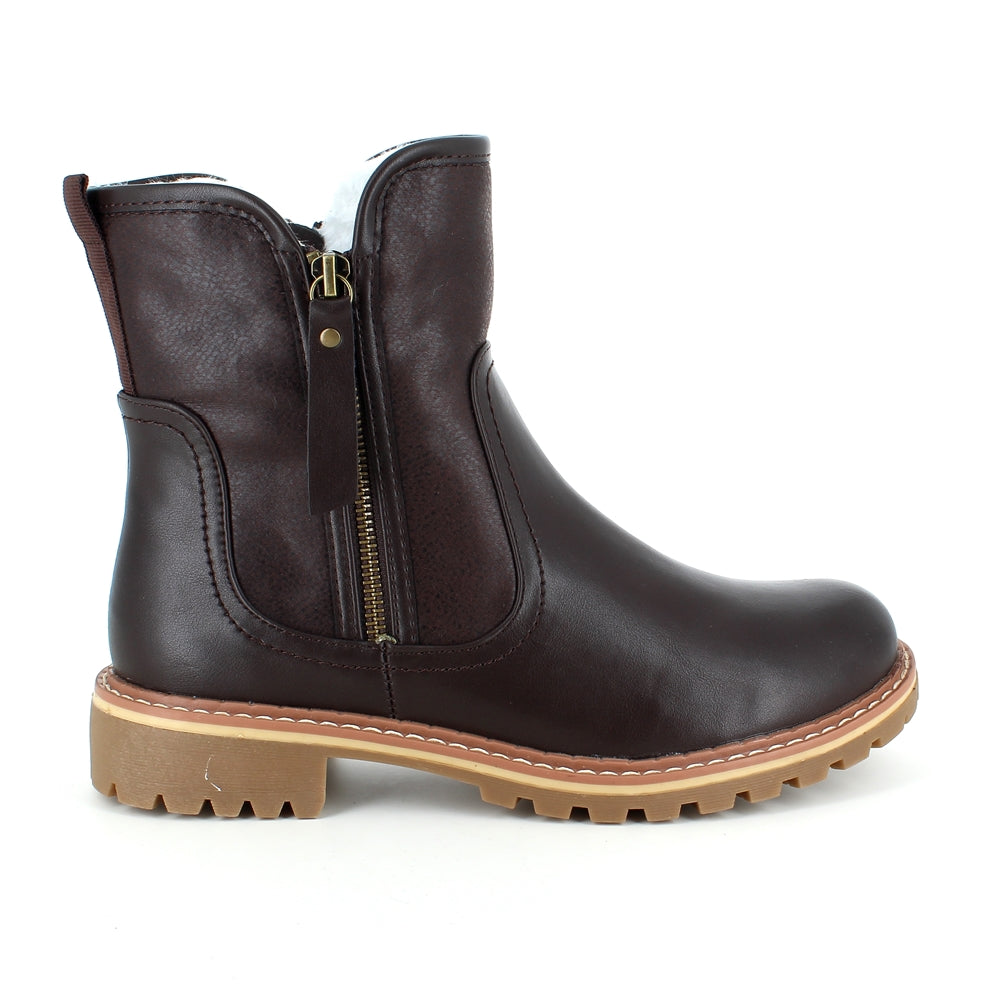 Mørkebrun vinterstøvle med foer og smarte detaljer