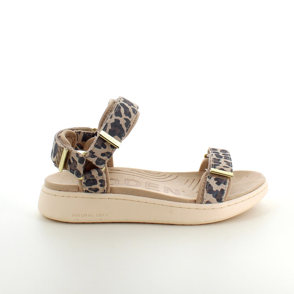Smart sandal fra Woden med leopartprint