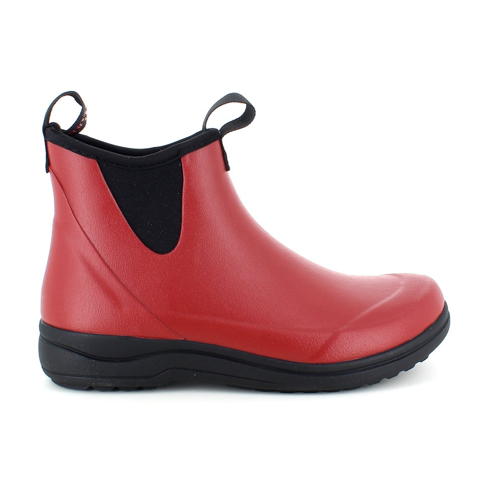 Rød luksus gummistøvle med svangstøtte fra Green Comfort