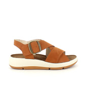 Elegant brun sandal i skind med svangstøtte