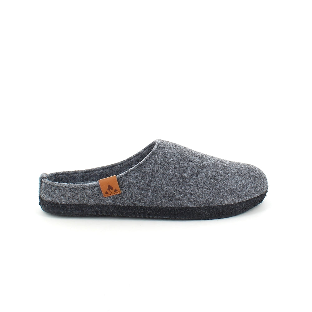 Mørkgrå filtet hjemmesko med svangstøtte