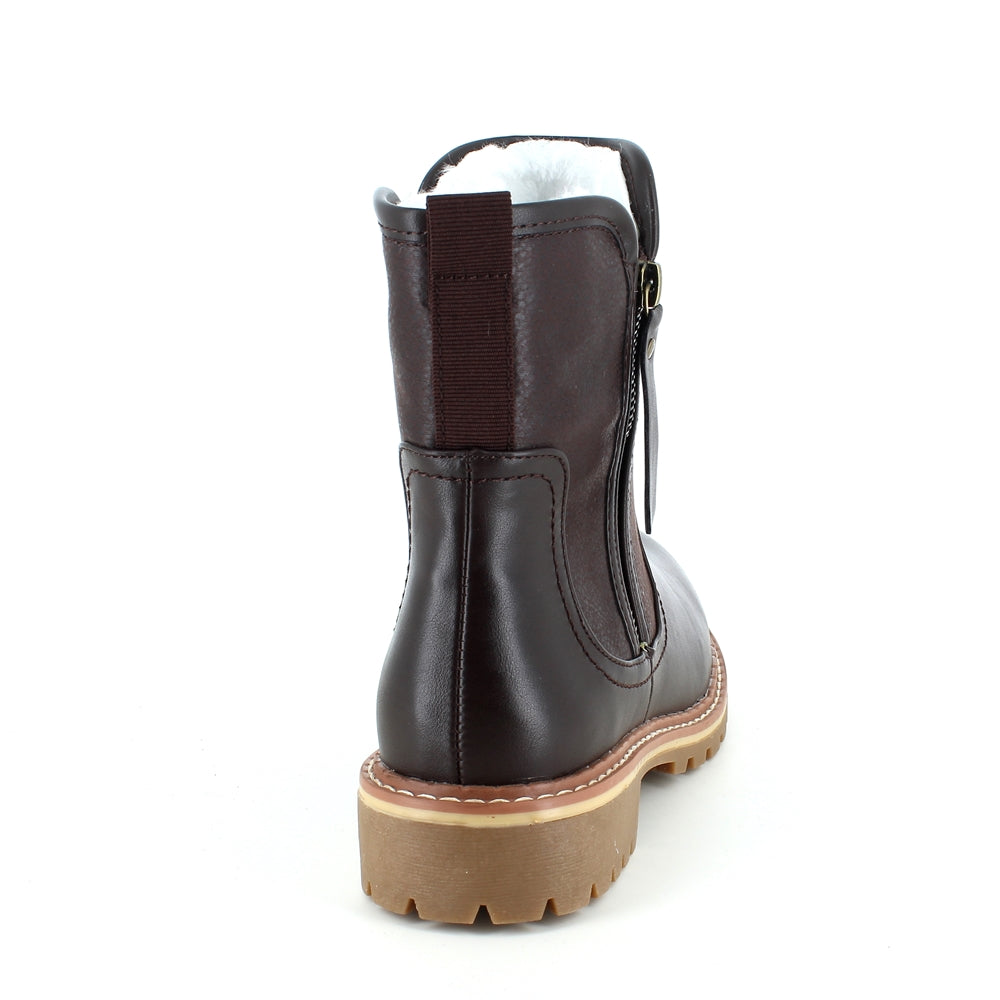 Mørkebrun vinterstøvle med foer og smarte detaljer