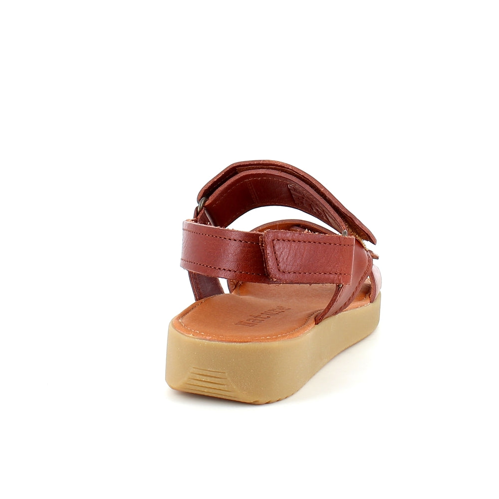 Brun læder sandal fra Nature med tre indstillige remme