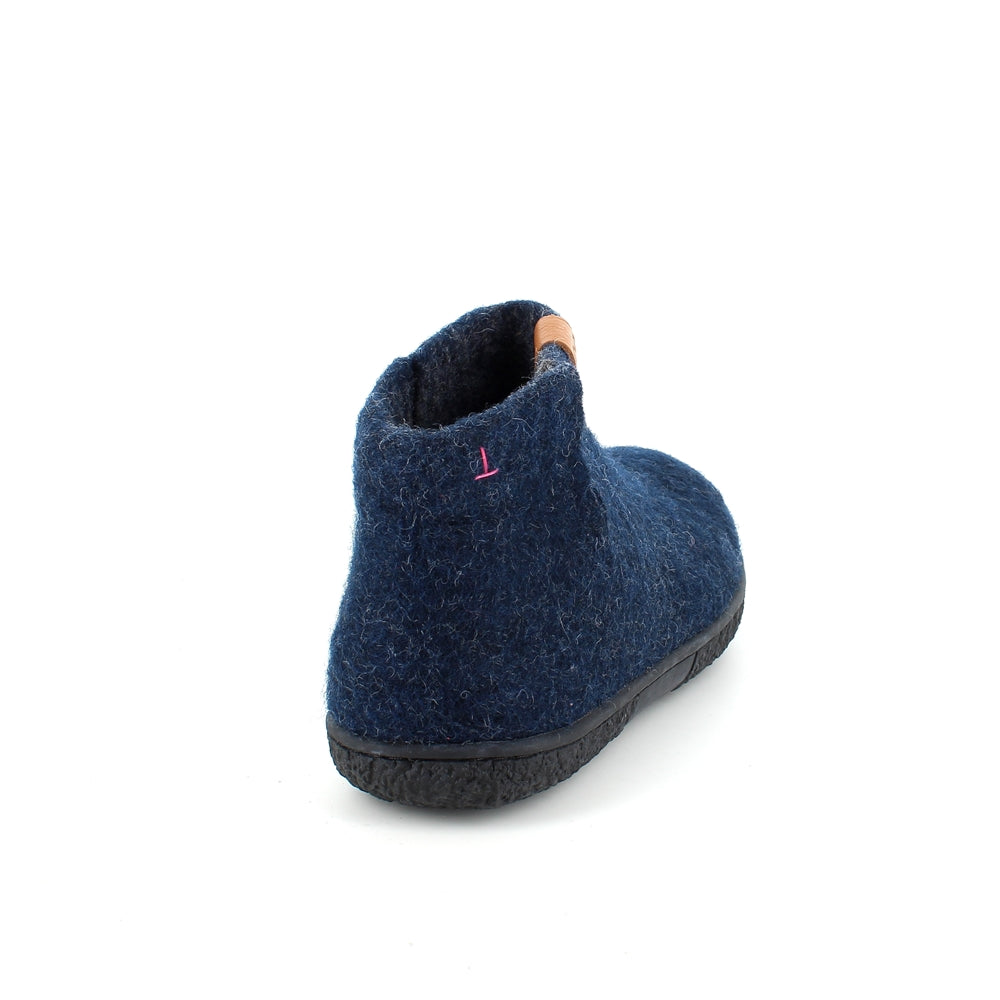 Høj blå hjemmesko i uld med skridhæmmende såler fra Green Comfort