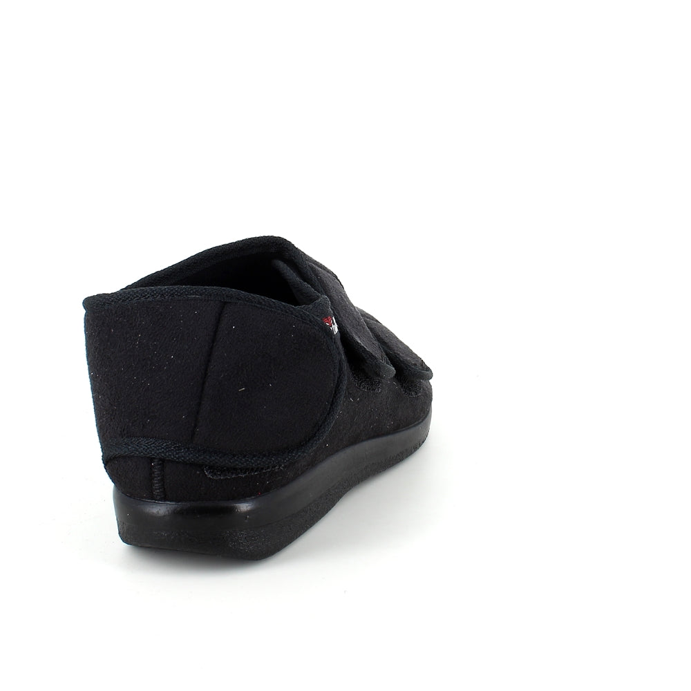 Sko med velcro og bred pasform og regulerbar hælrem