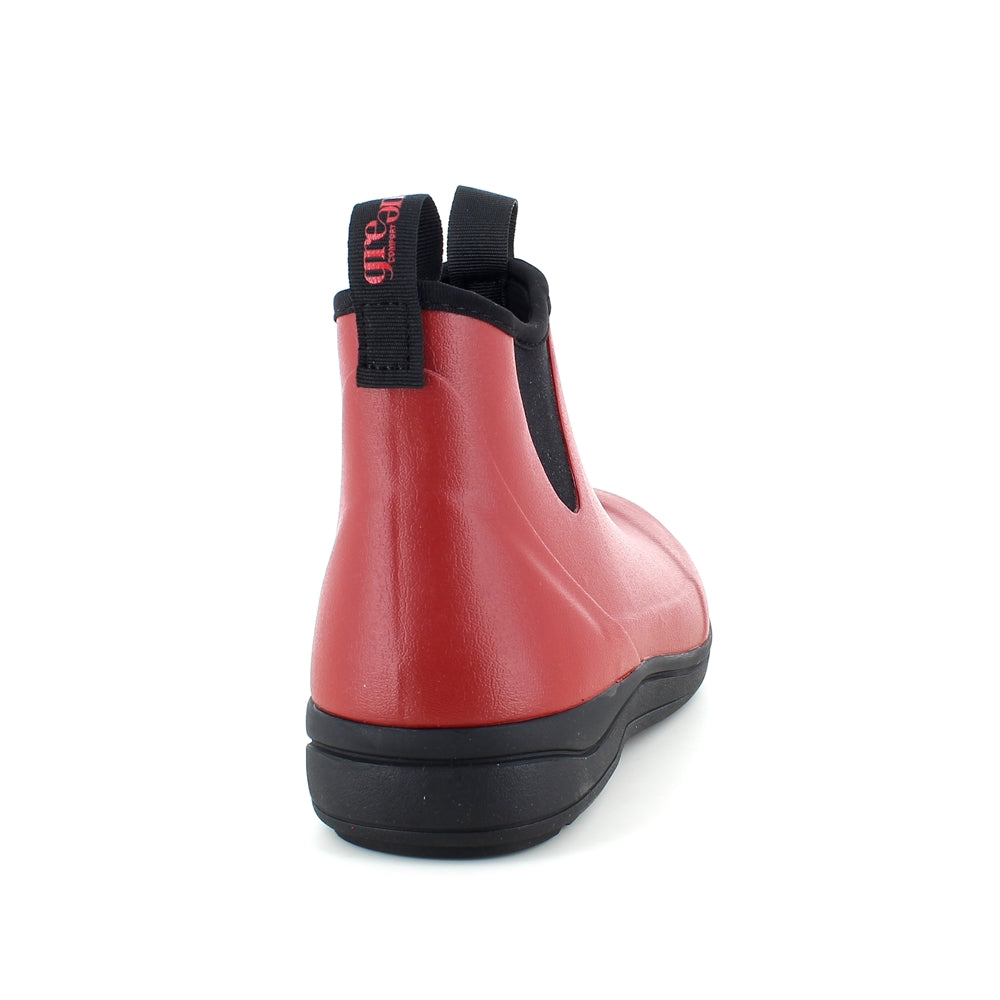 Rød luksus gummistøvle med svangstøtte fra Green Comfort