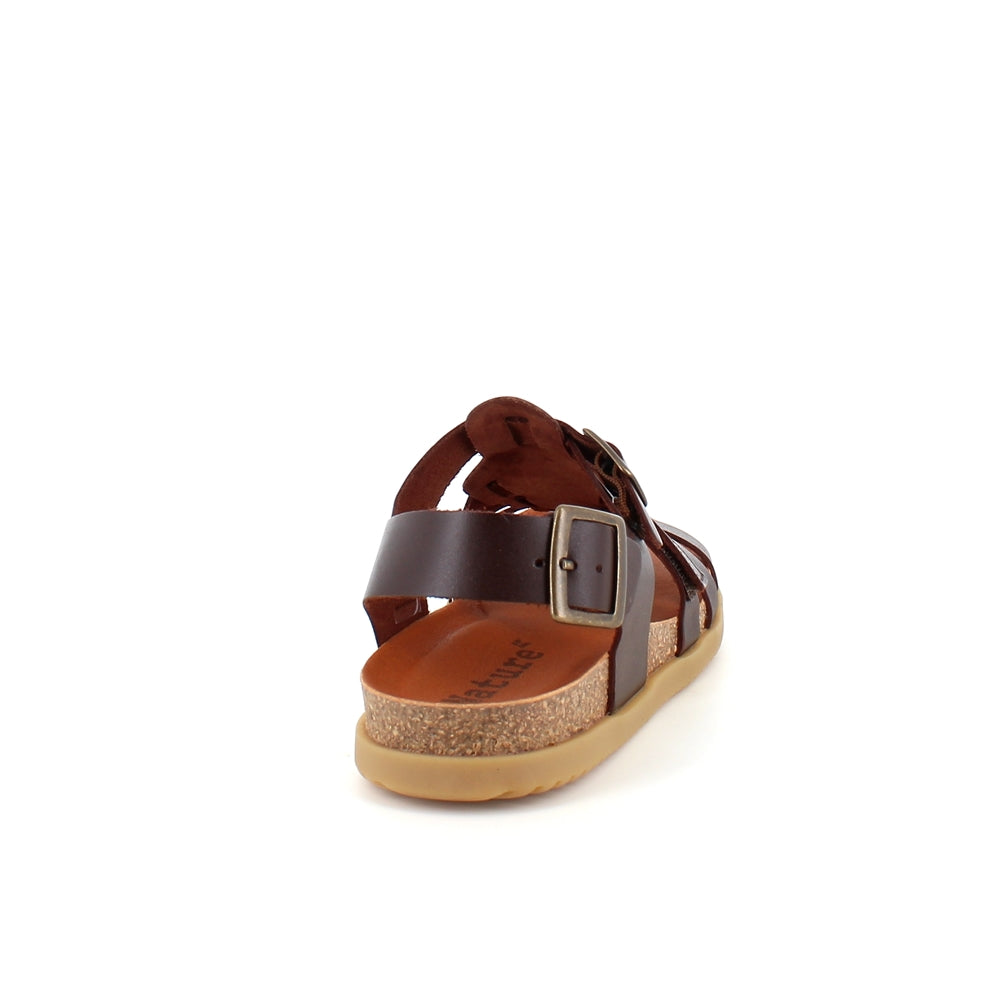 Mørkebrun lædersandal fra Nature med god bredde