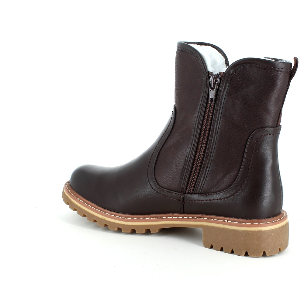 Mørkebrun vinterstøvle med foer og smarte detaljer