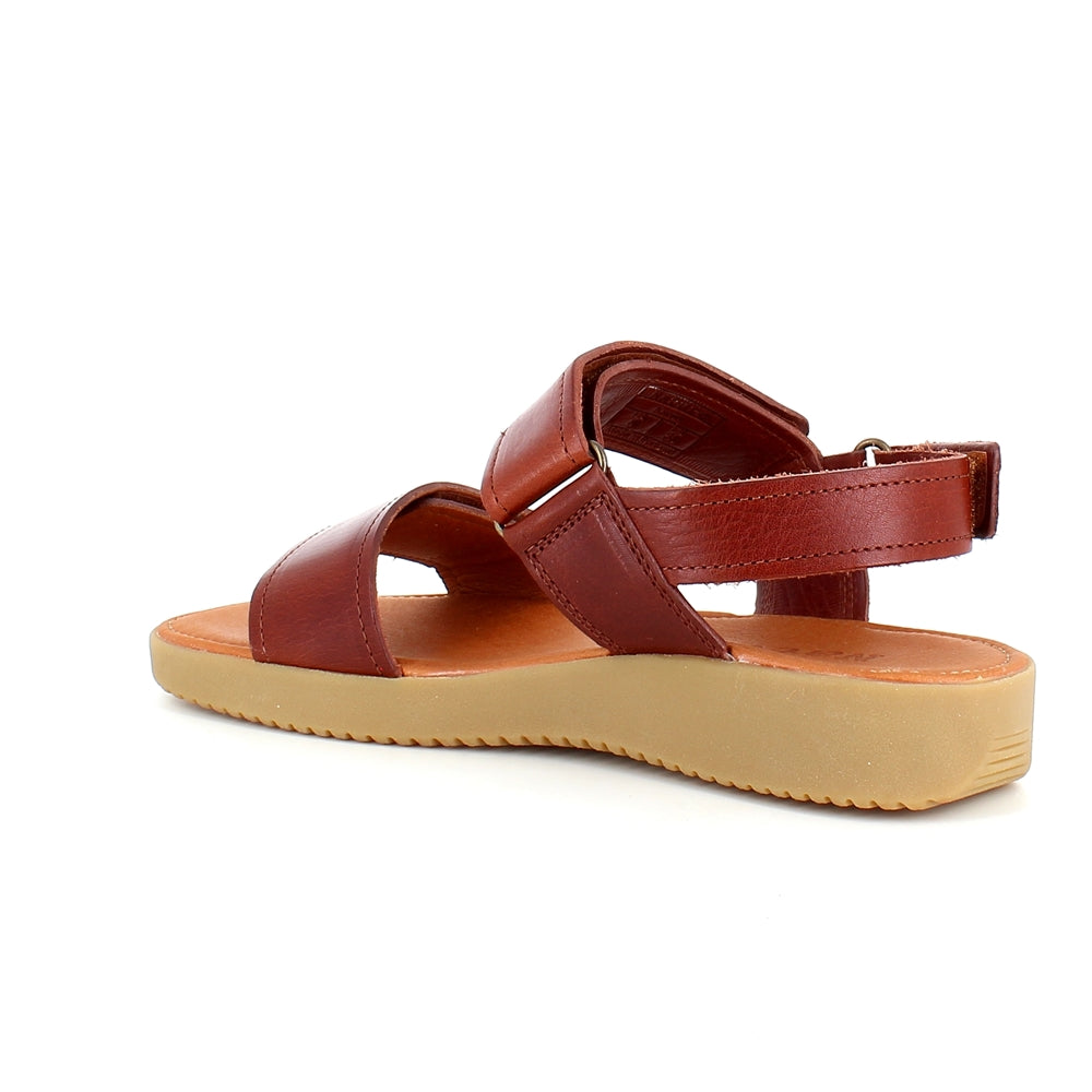Brun læder sandal fra Nature med tre indstillige remme