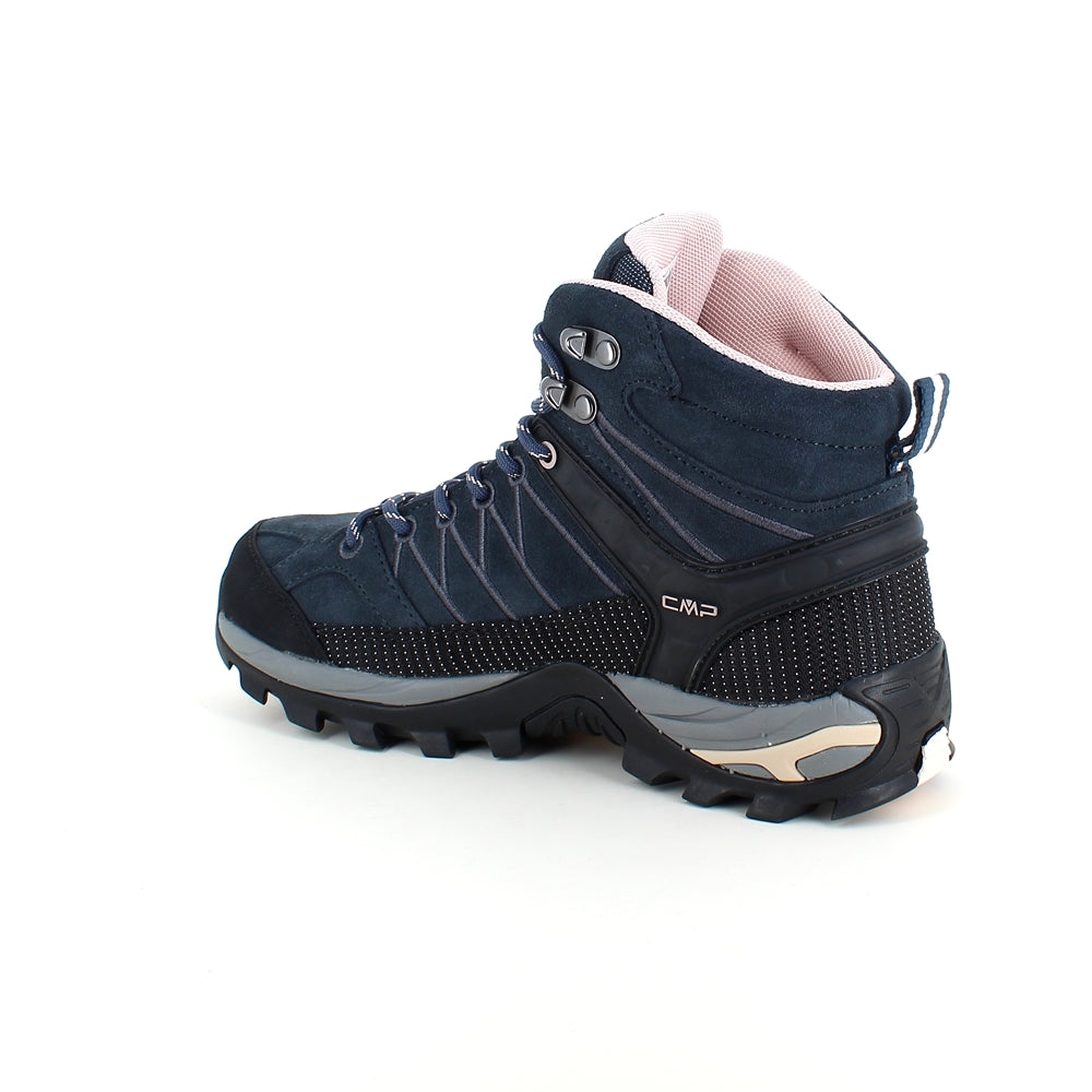 Mørkeblå vandtætte vandrestøvler fra CMP med pink detaljer.