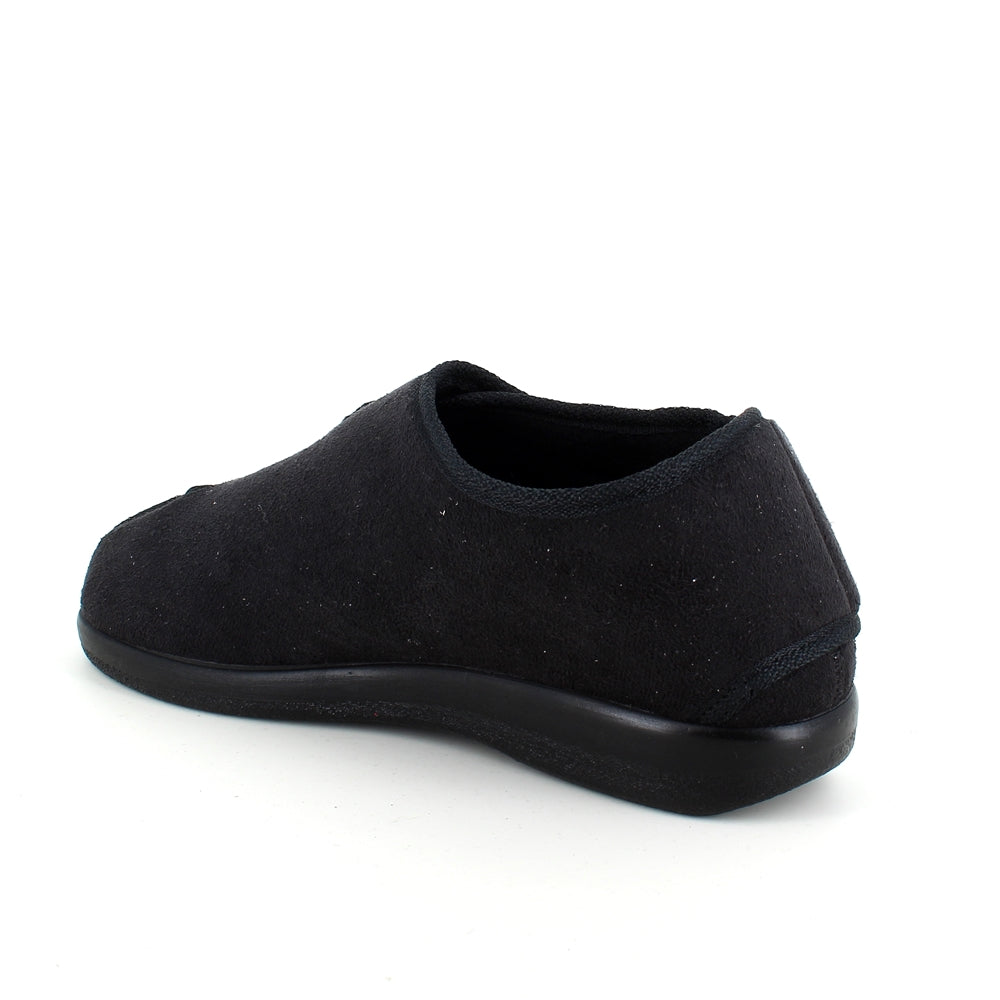 Sko med velcro og bred pasform og regulerbar hælrem