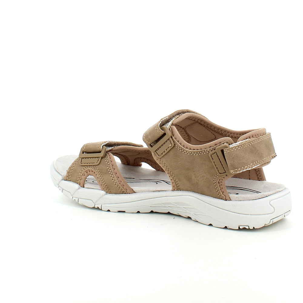 Sandfarvet sandal med regulerbare remme