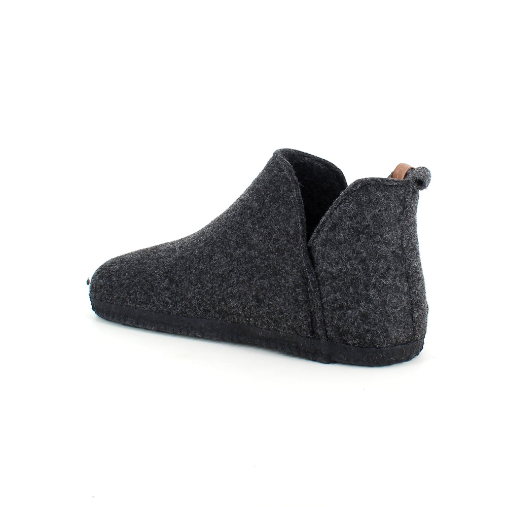 Mørkgrå filtet hjemmesko med højt skaft