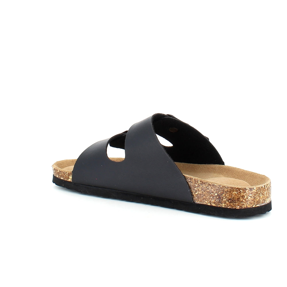 Biosandal i sort med brede remme