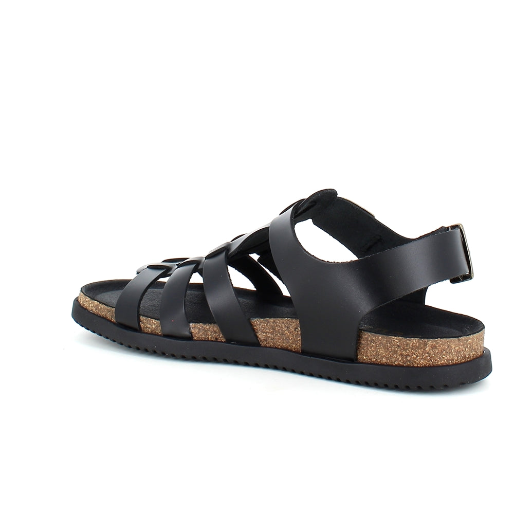Sort lædersandal fra Nature med god bredde