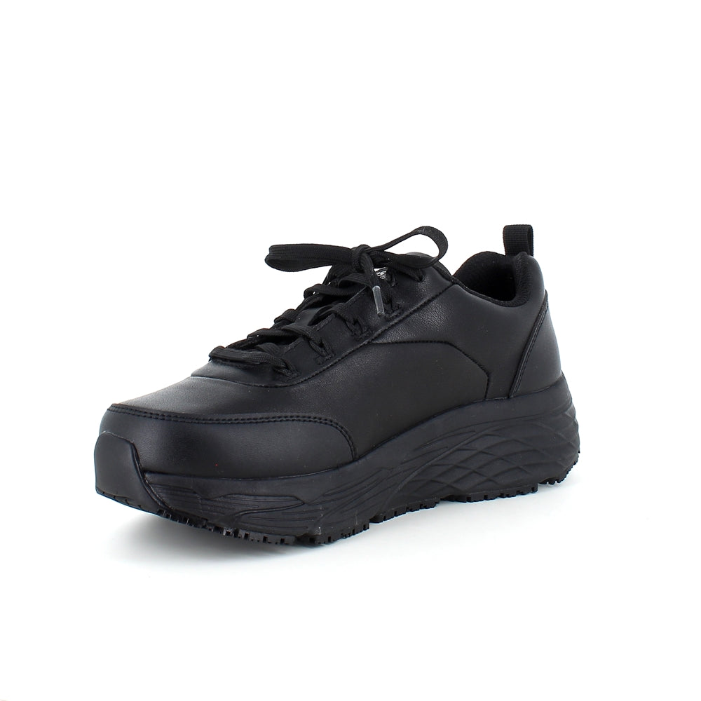 Skechers Work i sort skind med max cushioning såler