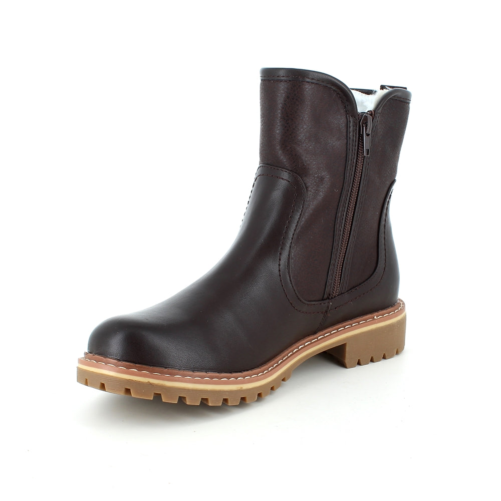 Mørkebrun vinterstøvle med foer og smarte detaljer