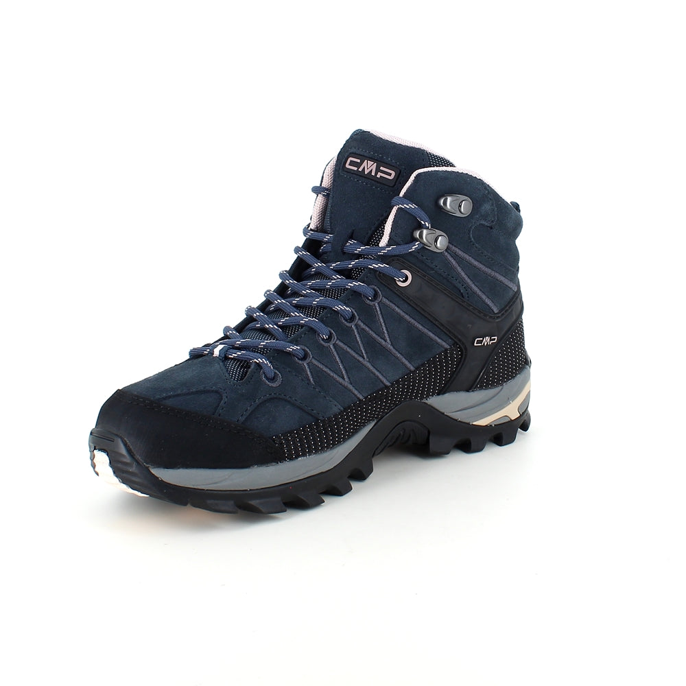 Mørkeblå vandtætte vandrestøvler fra CMP med pink detaljer.