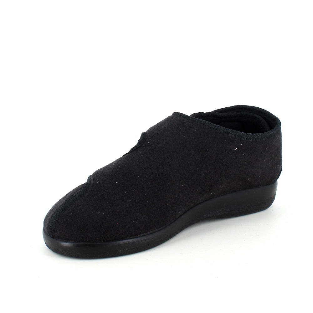 Sko med velcro og bred pasform og regulerbar hælrem