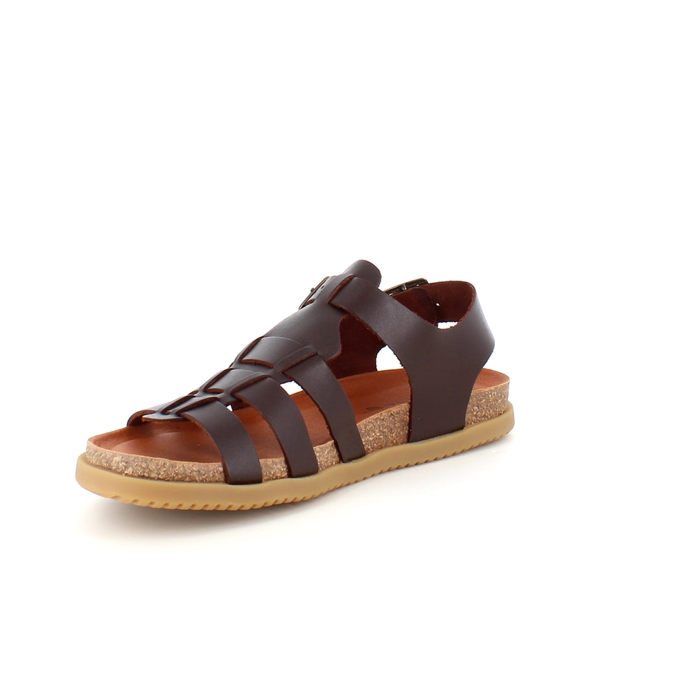 Mørkebrun lædersandal fra Nature med god bredde