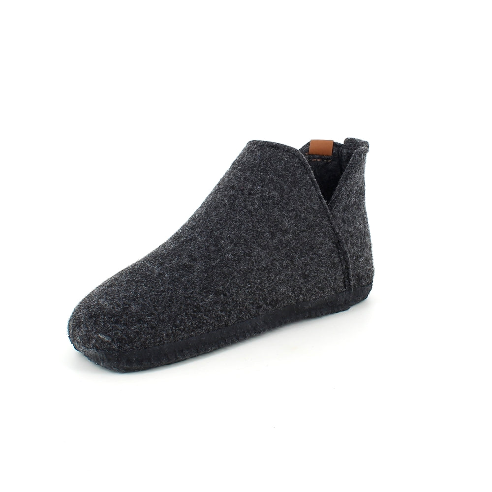 Mørkgrå filtet hjemmesko med højt skaft