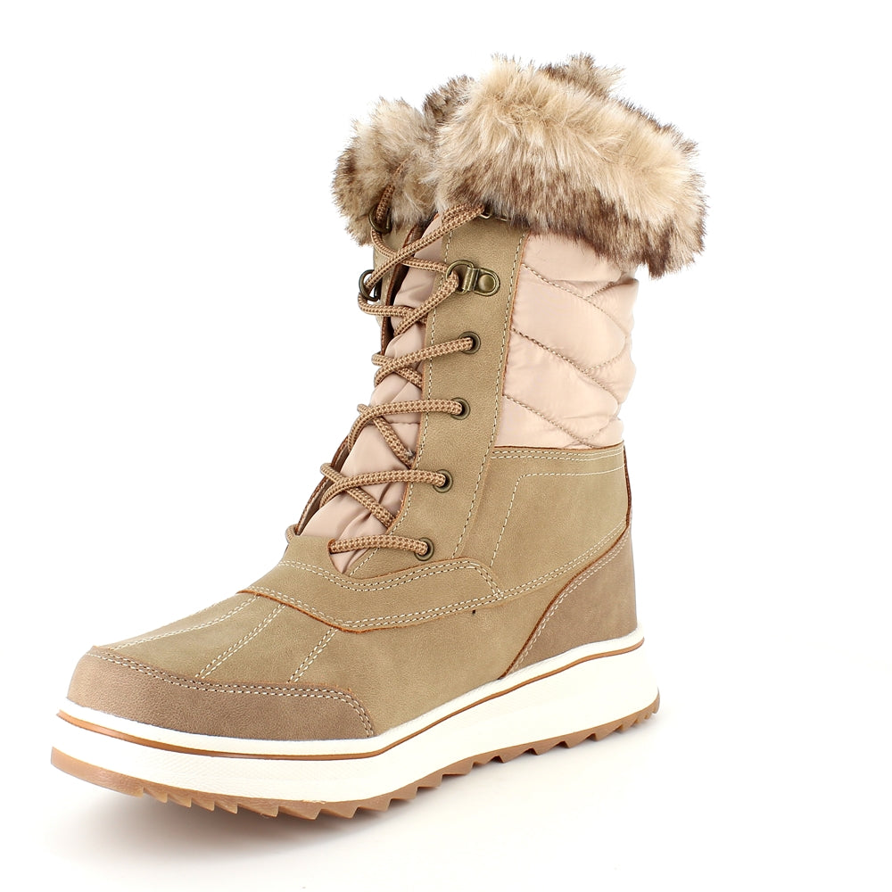 Brun vandtæt vinterstøvle fra Mols med pels kant