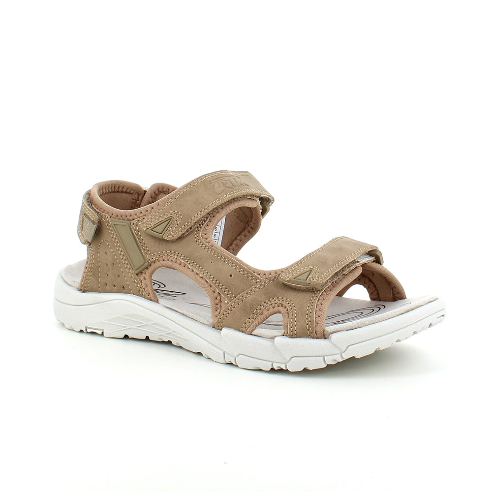 Sandfarvet sandal med regulerbare remme