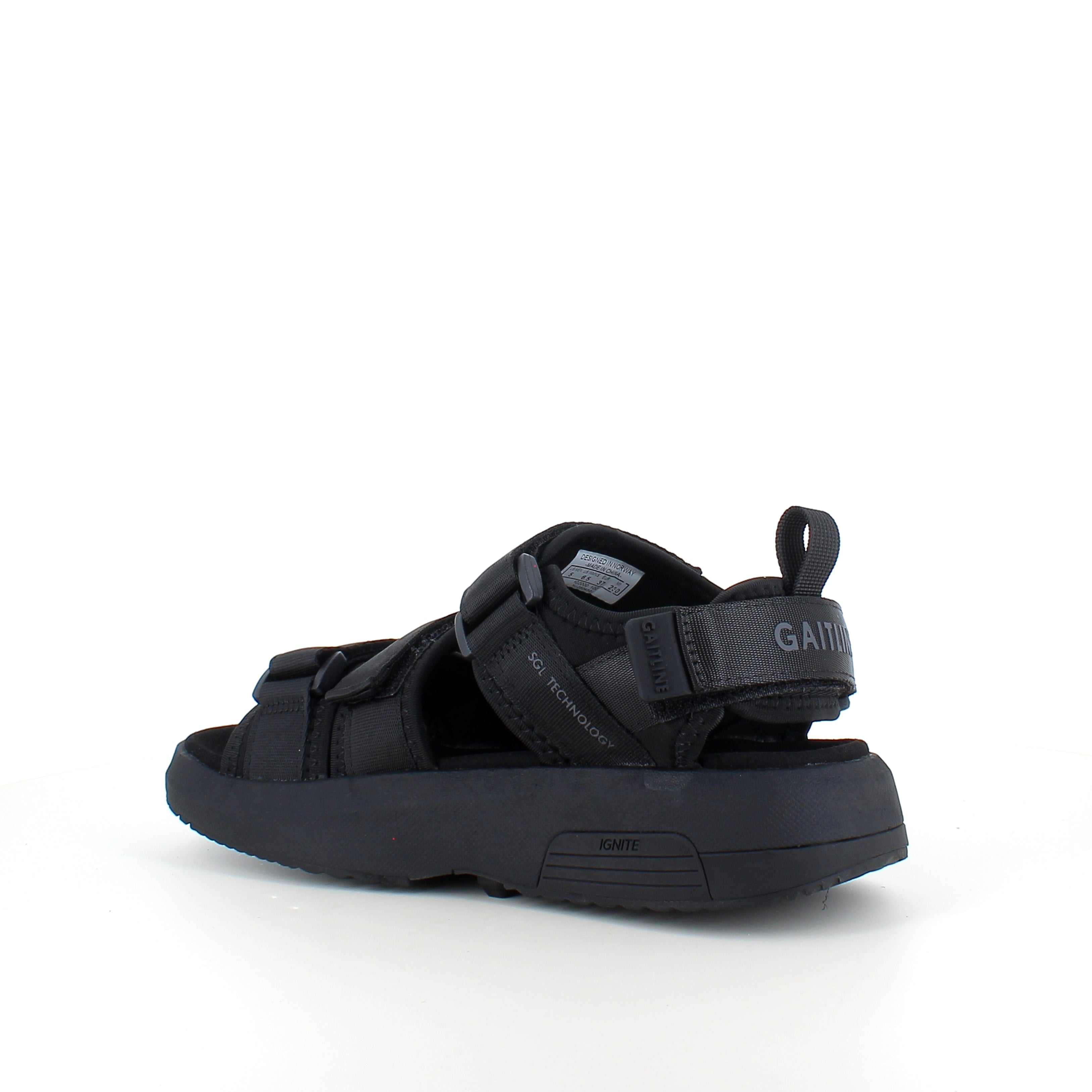 Gaitline Flow SP sandal – sort sandal med svangstøtte & IGNITE skum