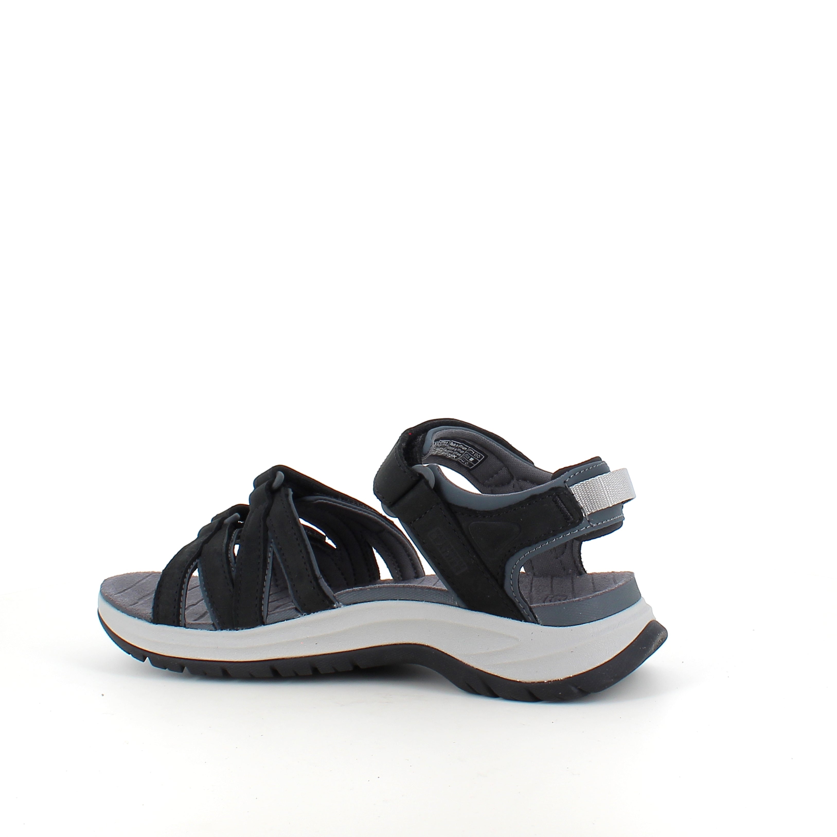 Sort Teva lædersandal med svangstøtte og stødabsorbering – komfort hele dagen
